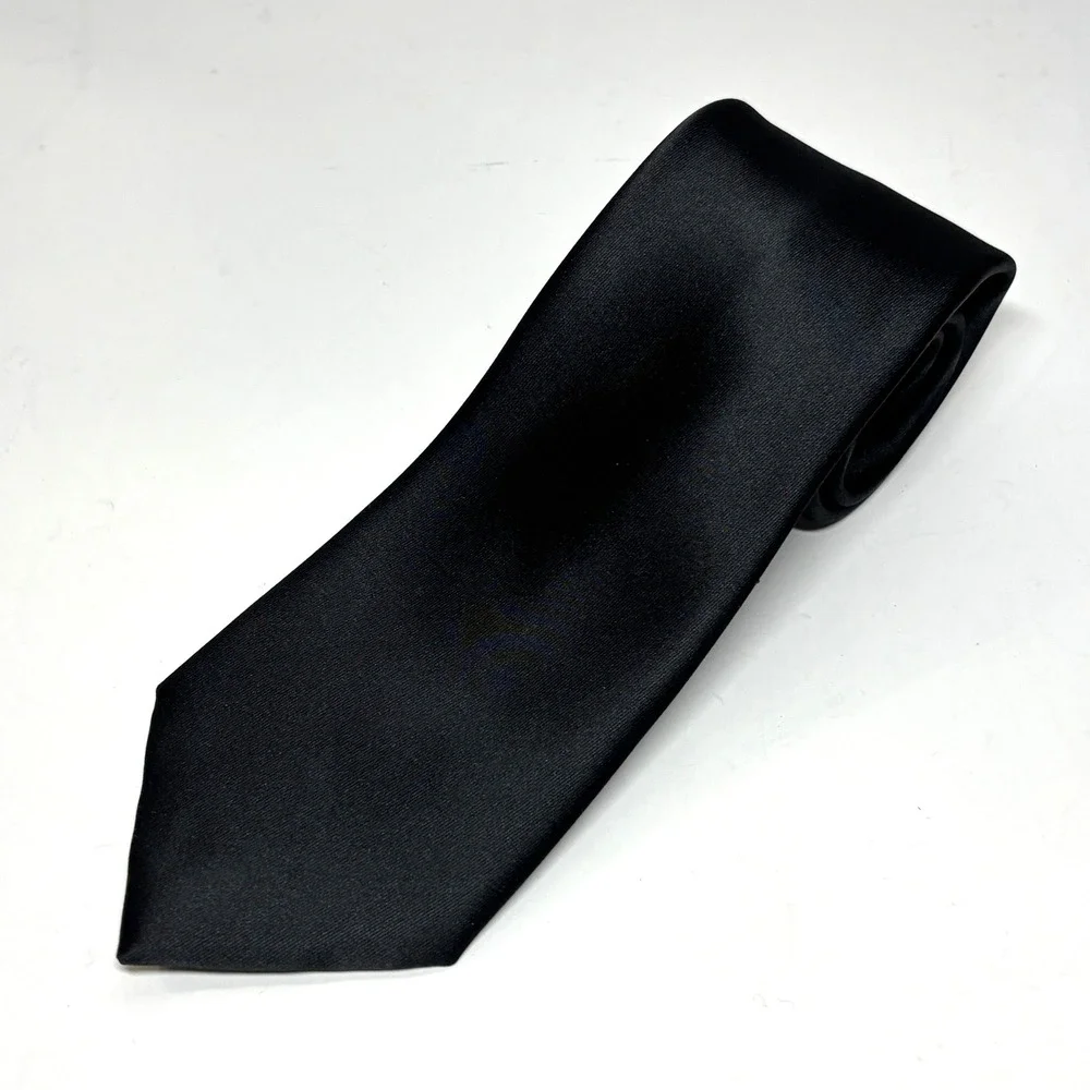 (2) KissTies Necktie Men Black Solid Microfiber Satin Formal Tie Weddings Formal